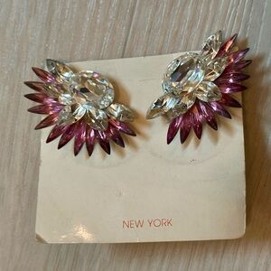 Vintage Pink Rhinestone Stud Earrings | Sparkly Retro Glam | Unworn in Package